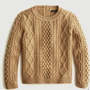 NWT J.Crew Button-back cable-knit crewneck sweater